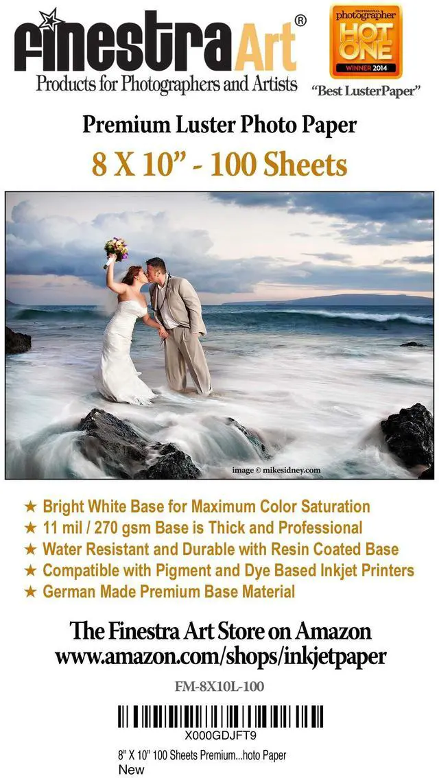 Main image of 8" X 10" Premium Luster Inkjet Photo Paper - 100 Sheets
