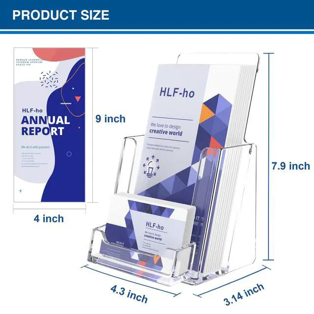 Alt view image 3 of 7 - Brochure Holder 4x9 Inch Acrylic Literature Holders Clear Flyer Display Stand with Business Card Slot Pamphlet Holder Multi Purpose Organizer for Office, Lobby, Hotels, Trade Shows, 12 Pack