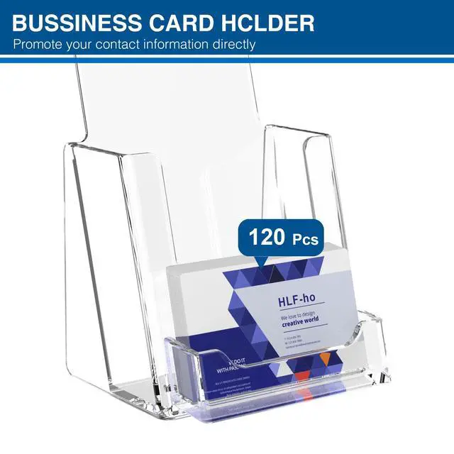 Alt view image 4 of 7 - Brochure Holder 4x9 Inch Acrylic Literature Holders Clear Flyer Display Stand with Business Card Slot Pamphlet Holder Multi Purpose Organizer for Office, Lobby, Hotels, Trade Shows, 12 Pack
