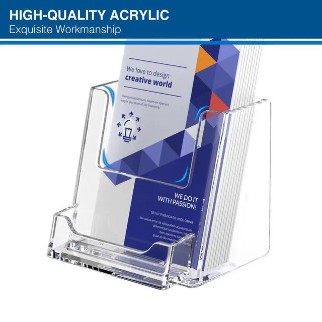 Alt view image 6 of 7 - Brochure Holder 4x9 Inch Acrylic Literature Holders Clear Flyer Display Stand with Business Card Slot Pamphlet Holder Multi Purpose Organizer for Office, Lobby, Hotels, Trade Shows, 12 Pack