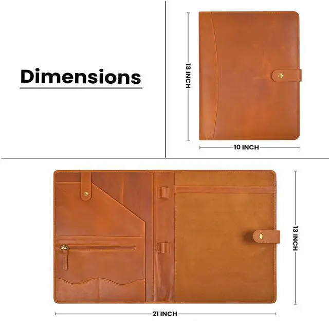 Alt view image 6 of 7 - Leather Resume Portfolio Folder for Interview, Professional Padfolio Organizer Binder A4, Graduation & New Job Gift for Men Women Tan