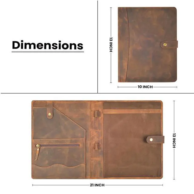 Alt view image 6 of 7 - Leather Resume Portfolio Folder for Interview, Professional Padfolio Organizer Binder A4, Graduation & New Job Gift for Men Women Brown