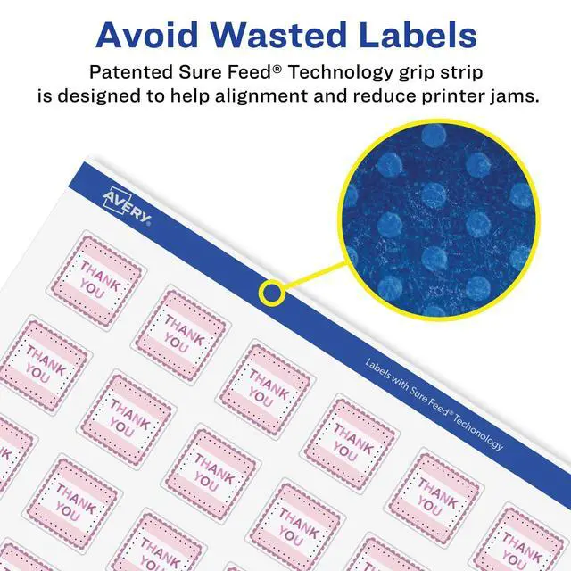 Alt view image 4 of 6 - ® Glossy Clear Square Labels, Sure Feed® Technology, 1" x 1", 4,800 Glossy Clear Labels, Print-to-The-Edge, Laser/Inkjet Printable