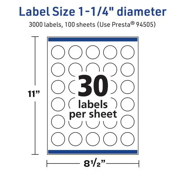 Alt view image 5 of 7 - ® TrueBlock® Matte White Round Labels, Sure Feed® Technology, 1.25" Diameter, 3,000 Matte White Labels, Print-to-The-Edge, Laser/Inkjet Printable, Great for Product Merchandising Stickers