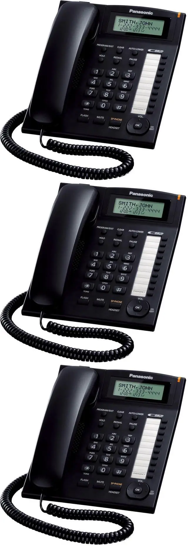 Main image of KX-TS880B Integrated Corded Telephone,Black (Pack of 3)