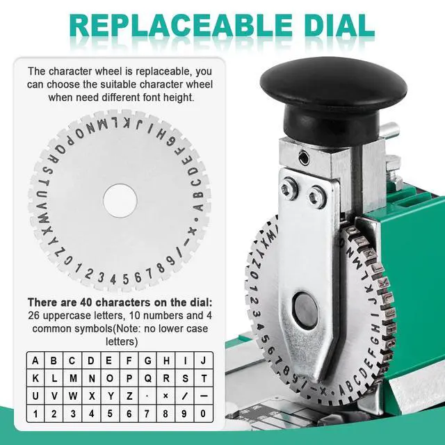 Alt view image 4 of 7 - Metal Nameplate Stamping Machine Semi-Automatic Embosser Dog Tag Printer Label Marking Machine for Aluminum/Stainless Steel/Copper Nameplate (3mm Character Wheel)