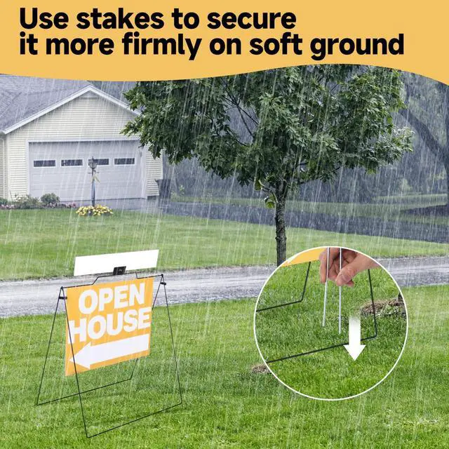 Alt view image 4 of 7 - 5 Pack Open House Signs 32'' x 28'' A Frame Metal Stand 18'' x 24'' Sign Panels Double Sided Real Estate Yard Signs Foldable Real Estate Open House Directional Arrows Yard Sidewalk Signs, Yellow