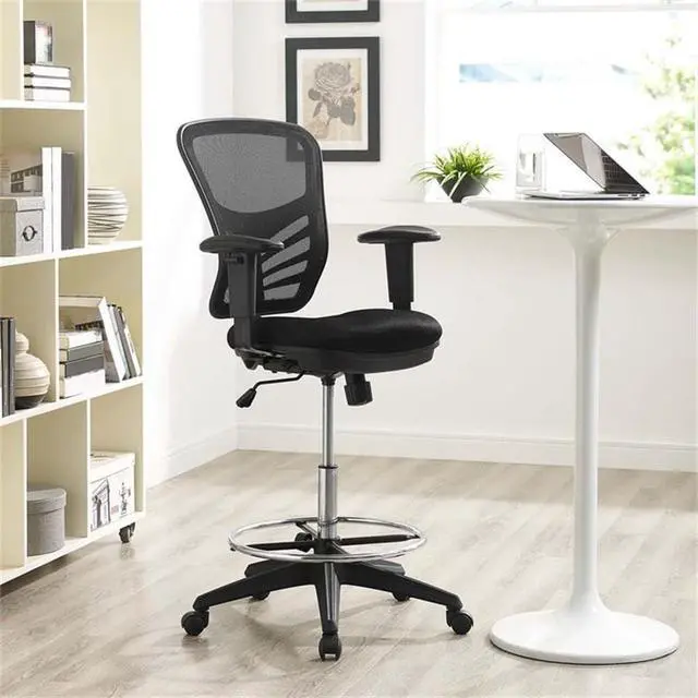Alt view image 2 of 6 - Articulate Drafting Chair - Reception Desk Chair - Drafting Table Chair in Black