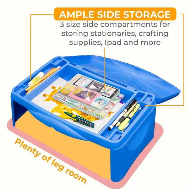 Alt view image 4 of 7 - Folding Lap Desk, 17.5 x 12.5 in, Built-in Storage, 3-Set | 17 1/2 x 12 1/2 in, folding legs and built-in storage for writing, reading, crafts