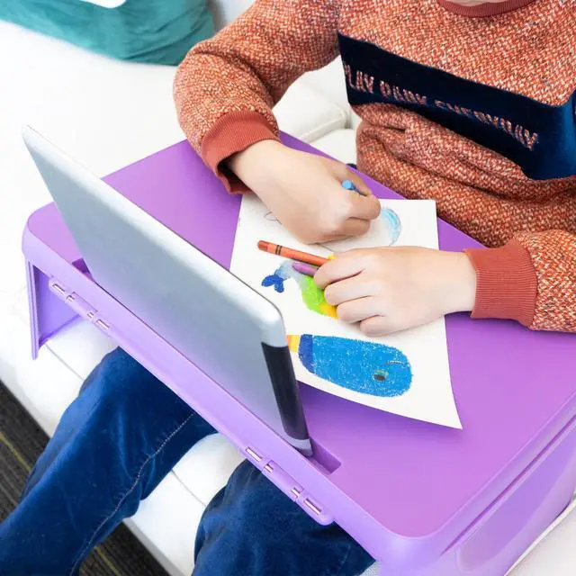 Alt view image 5 of 7 - Folding Lap Desk, 17.5 x 12.5 in, Built-in Storage, 3-Set | 17 1/2 x 12 1/2 in, folding legs and built-in storage for writing, reading, crafts