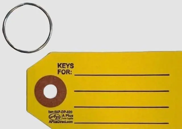 Alt view image 2 of 7 - Key Tags with Rings - Yellow - 1000 Qty. DP-820 (P4)