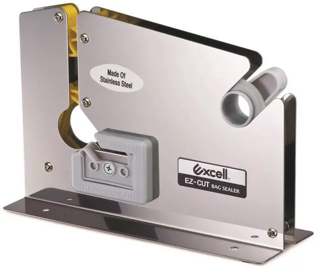 Main image of WOD ET-605K Stainless Steel Constructed, Produce Bag Sealers Taper Dispenser with Trimmer Blade (Pack of 10) - For Packaging Ice Bags, Ground Meats, & More: Fits Up to 1/2 inch Wide (Holds 3 in. Core)