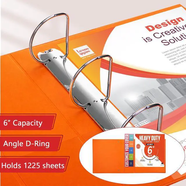 Alt view image 3 of 7 - 8 Pcs 3 Ring Binder 6 Inch Capacity D Ring Binders with Pockets Large 8.5" x 11" Presentation Folder View Binder with Clear Cover for Documents, Files, Projects, Multicolor