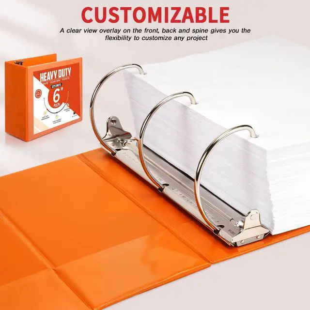 Alt view image 4 of 7 - 8 Pcs 3 Ring Binder 6 Inch Capacity D Ring Binders with Pockets Large 8.5" x 11" Presentation Folder View Binder with Clear Cover for Documents, Files, Projects, Multicolor