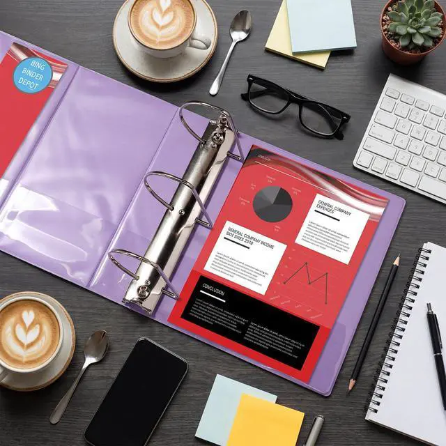 Alt view image 6 of 7 - 8 Pcs 3 Ring Binder 6 Inch Capacity D Ring Binders with Pockets Large 8.5" x 11" Presentation Folder View Binder with Clear Cover for Documents, Files, Projects, Multicolor
