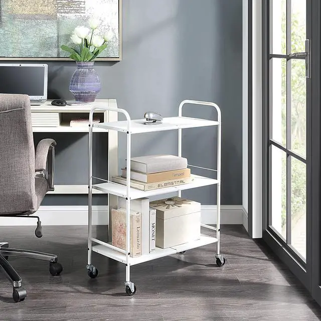 Alt view image 3 of 7 - Metal Rolling Organizer Utility Craft Cart (Large, WHT)