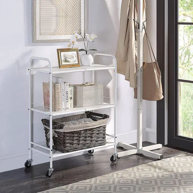 Alt view image 4 of 7 - Metal Rolling Organizer Utility Craft Cart (Large, WHT)
