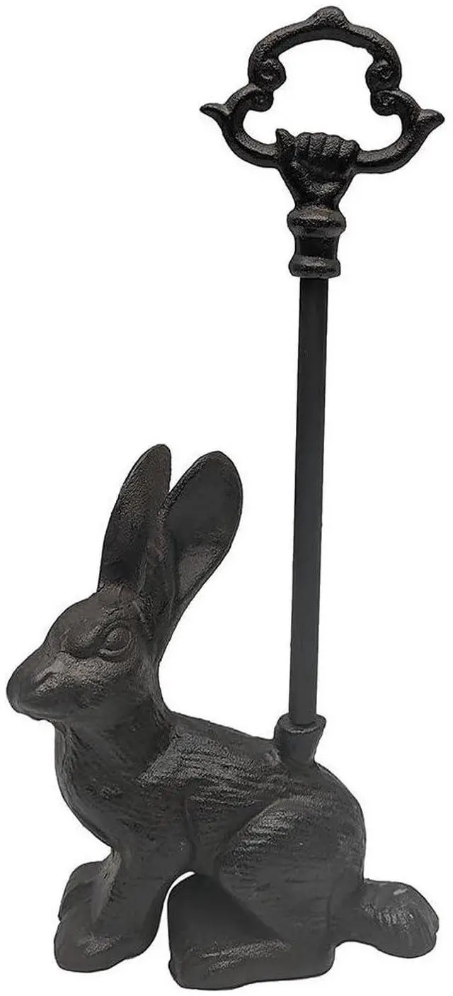 Main image of Heavy Cast Iron Rabbit Doorstop Carry Handle Door Stop Bunny Stopper Home Decor