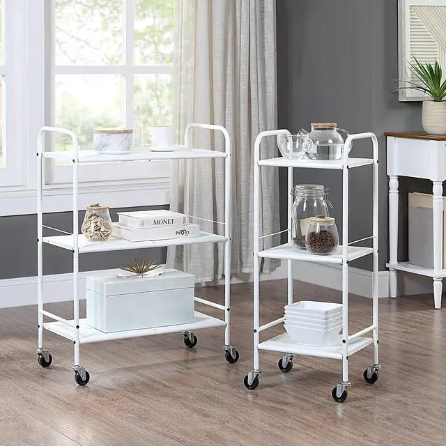 Alt view image 5 of 7 - Metal Rolling Organizer Utility Craft Cart (Large, WHT)