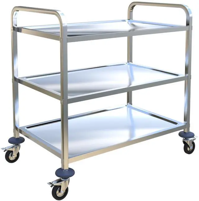 Main image of 3 Tier Stainless Steel Utility Cart on Wheels, Kitchen Storage Cart, Service Carts for Restaurants, Kitchens, Warehouses, Hotels and Commercial Use, 400lbs, 29.5" L *15.7" W *32.6" H