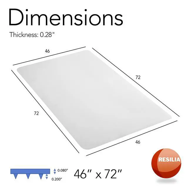 Alt view image 5 of 7 - Workstation Desk Chair Mats for Carpet with Grippers - Home & Office Floor Protector, Easy to Clean, Stain-Resistant Vinyl Clear, 46 Inches x 72 Inches, Made in The USA