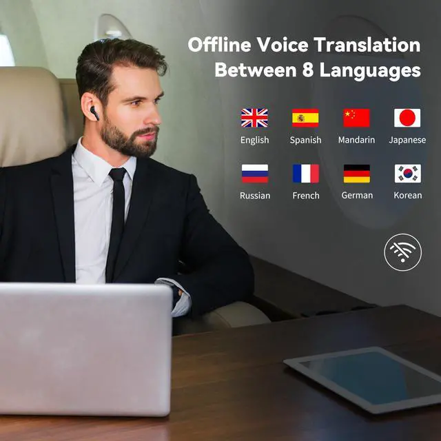 Alt view image 2 of 7 - Offline AI Translator Earbuds M3 Language Translator Device Translation Earbuds Real Time Support 144 Languages No Subscription Required (with Free Offline Translation Black)