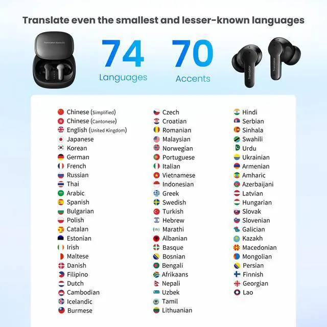Alt view image 3 of 7 - Offline AI Translator Earbuds M3 Language Translator Device Translation Earbuds Real Time Support 144 Languages No Subscription Required (with Free Offline Translation Black)