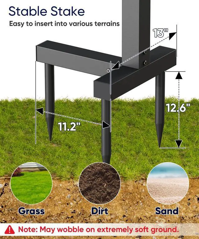 Alt view image 3 of 7 - Adjustable Real Estate Sign Post, 7FT Yard Sign Holder Stand for Open House & Home for Sale, Windproof Outside Realtor Sign Post with 34" Arm for Traffic,Construtions,Events, Black (No Sign)