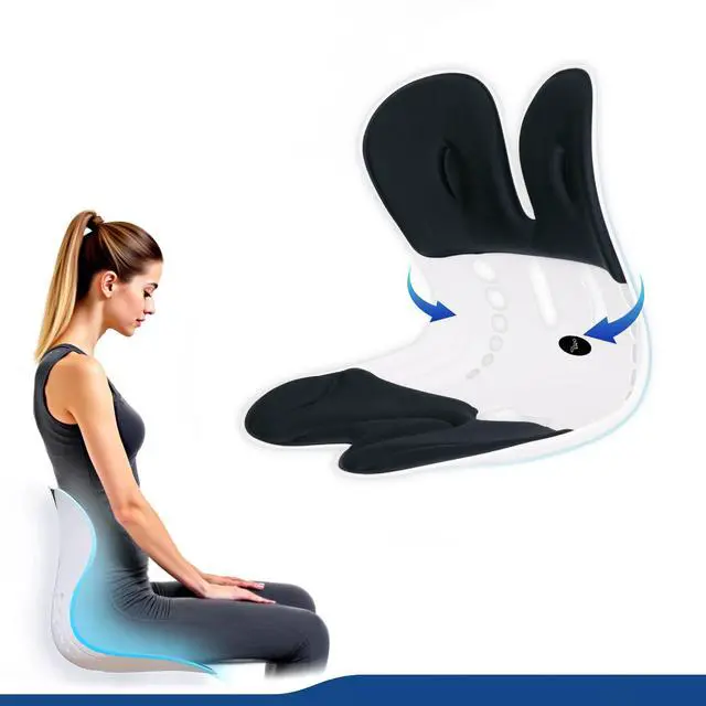 Alt view image 7 of 7 - Ergonomic Back Support for Office Chair Cushion with Lumbar Pillow - Posture Corrector for Desk Chairs, Comfortable Memory Foam Seat Cushion for Lower Back Pain Relief (Black)