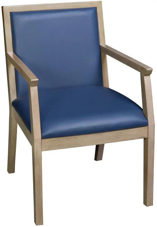 Main image of Regent WallGuard Guest & Reception Waiting Room Wood Side Chair - Noble Oak/Navy Blue Vinyl