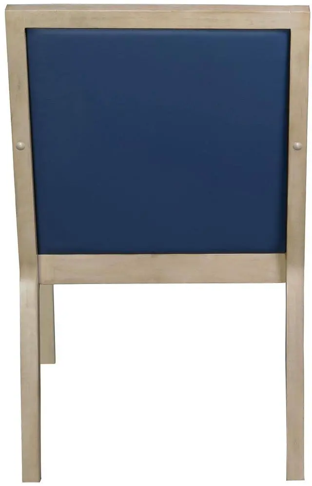 Alt view image 6 of 7 - Regent WallGuard Guest & Reception Waiting Room Wood Side Chair - Noble Oak/Navy Blue Vinyl
