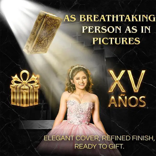 Alt view image 4 of 7 - Quinceanera Biblia catolica en español Metalic Cover for XV años - Spanish Bible Large Print - Biblia en español letra Grande Quinceanera Decorations Quinceanera gifts - Quinceanera bible catholic