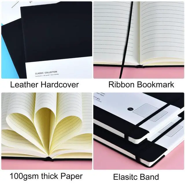 Alt view image 3 of 7 - 12 Pack B5 Notebooks Journal College Ruled Composition Notebooks Classic Hardcover Lined Journals for Office Home School Business Writing Note Taking, 10.2" x 7.5", 100GSM Thick Paper (Black)
