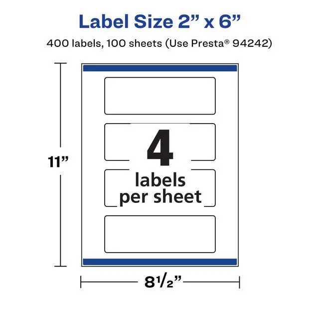 Alt view image 5 of 7 - ® Matte White Rectangle Labels, Sure Feed® Technology, 2" x 6", 400 Matte White Printable Labels