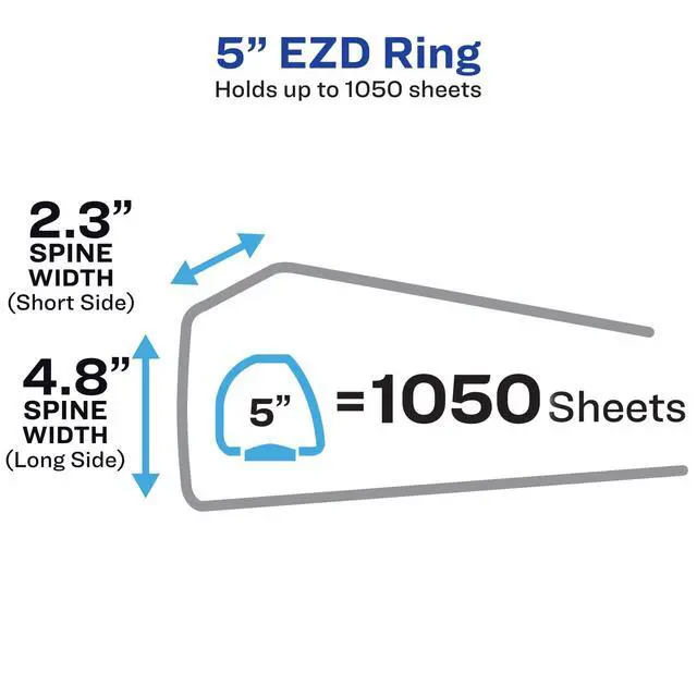 Alt view image 2 of 7 - ® Heavy-Duty View 3 Ring Binder, 5 Inch EZD® Rings, Great for Portfolios, Office, School Notebooks, and More, 2 Red Binders (2-Pack of 79327)