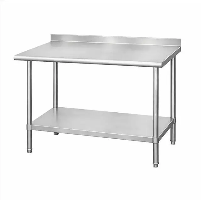 Main image of Commercial Stainless Steel Prep Table, 2-Layer Heavy Duty Kitchen Countertop, 43x24x31.5 Inch, Adjustable Height, Silver