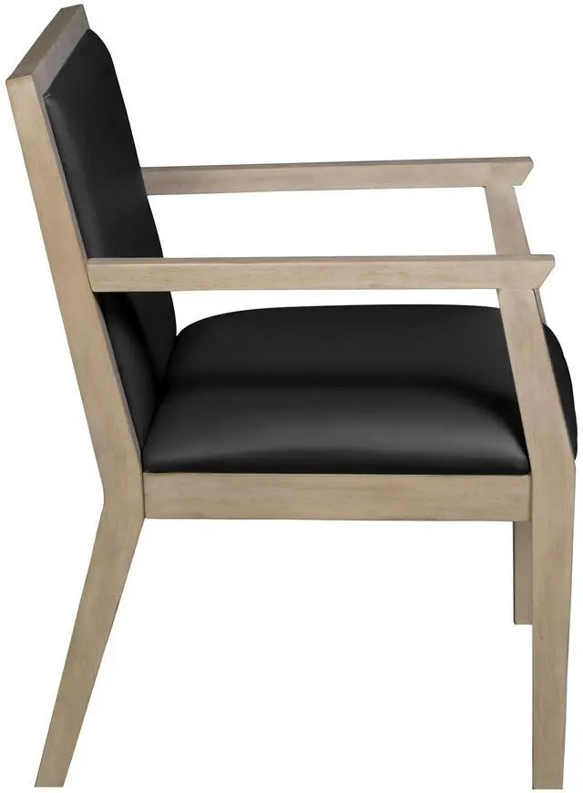 Alt view image 4 of 7 - Regent WallGuard Guest & Reception Waiting Room Wood Side Chair - Noble Oak/Black Vinyl