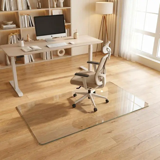 Main image of Tempered Glass Chair Mat, 30"x55" Office Chair Mat for Carpet & Hardwood Floor, 0.2" Heavy Duty & Scratch Resistant Desk Chair Mat, Rounded Corners & Polished Edges for Home, Office