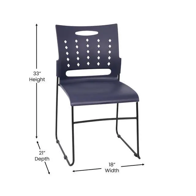Alt view image 3 of 7 - Hercules Series 881 lb. Capacity Black Sled Base Stack Chair with Air-Vent Back