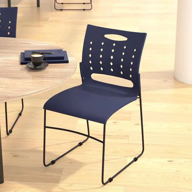 Alt view image 7 of 7 - Hercules Series 881 lb. Capacity Black Sled Base Stack Chair with Air-Vent Back