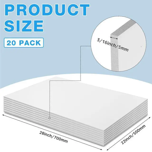 Alt view image 2 of 7 - 20 Pcs Large Foam Boards Bulk Foam Core Backing Board 3/16 Inch Thickness Foam Core Board Foam Poster Boards for Presentations, School, Office, Art Projects(White,22 x 28 x 3/16 Inches)