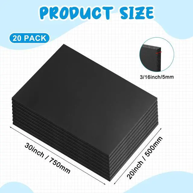 Alt view image 2 of 7 - 20 Pcs Large Foam Boards Bulk Foam Core Backing Board 3/16 Inch Thickness Foam Core Board Foam Poster Boards for Presentations, School, Office, Art Projects(Black,20 x 30 x 3/16 Inches)