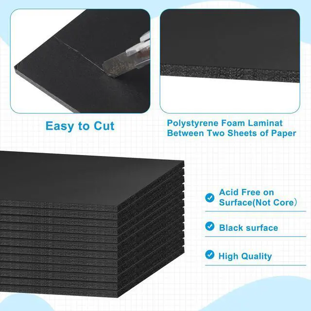 Alt view image 3 of 7 - 20 Pcs Large Foam Boards Bulk Foam Core Backing Board 3/16 Inch Thickness Foam Core Board Foam Poster Boards for Presentations, School, Office, Art Projects(Black,20 x 30 x 3/16 Inches)