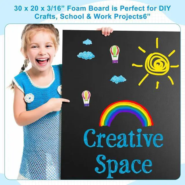 Alt view image 7 of 7 - 20 Pcs Large Foam Boards Bulk Foam Core Backing Board 3/16 Inch Thickness Foam Core Board Foam Poster Boards for Presentations, School, Office, Art Projects(Black,20 x 30 x 3/16 Inches)