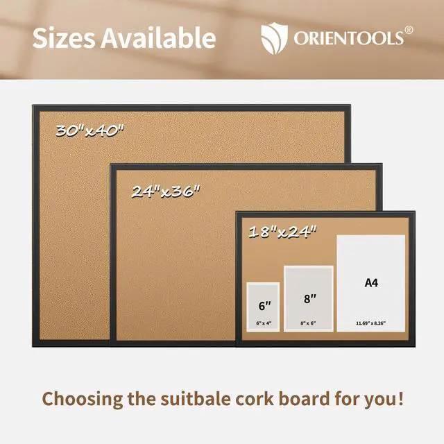 Alt view image 6 of 7 - 18x24 Cork Board 2-Pack with Wooden Frame, Hanging Pin Board | 18x24 inch cork board, set of 2, wooden frame, cork surface resists pinholes, easy wall hanging, office home use