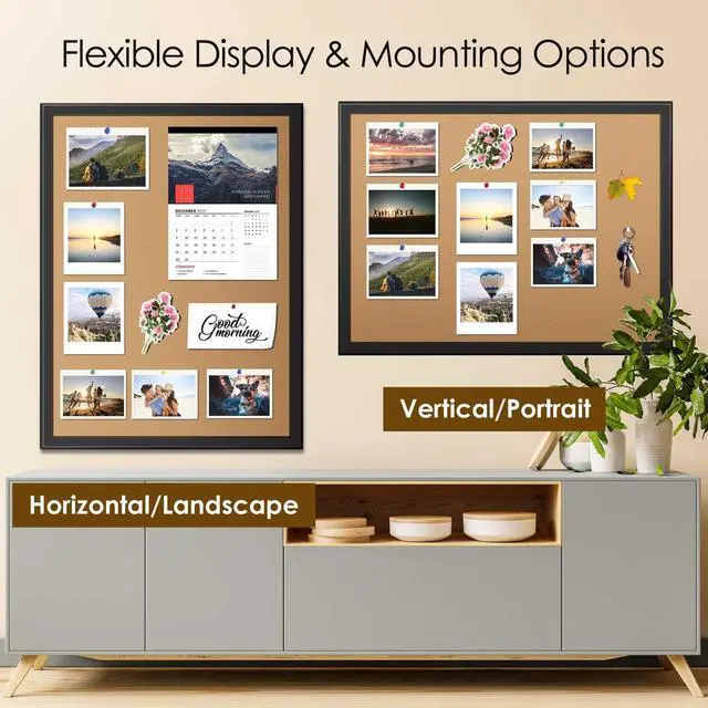 Alt view image 5 of 7 - 18x24 Cork Board 2-Pack with Wooden Frame, Hanging Pin Board | 18x24 inch cork board, set of 2, wooden frame, cork surface resists pinholes, easy wall hanging, office home use