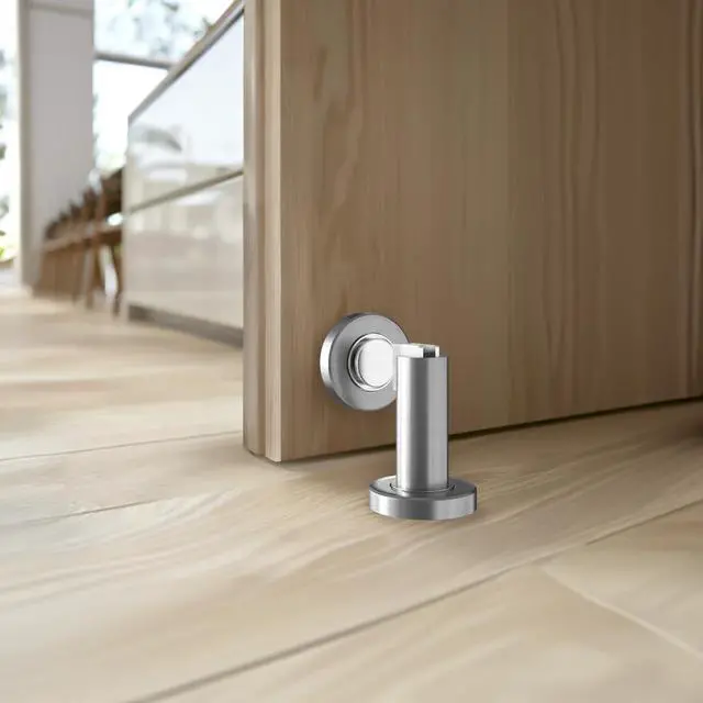 Main image of Modern Magnetic Door Stop | Heavy Duty Door Catch Designed for Floor and Wall Mounting, Magnetic Door Holder, Door Stopper Durable Zinc Alloy, 2 Pack (Satin Nickle)