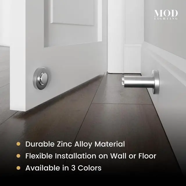Alt view image 5 of 6 - Modern Magnetic Door Stop | Heavy Duty Door Catch Designed for Floor and Wall Mounting, Magnetic Door Holder, Door Stopper Durable Zinc Alloy, 2 Pack (Satin Nickle)
