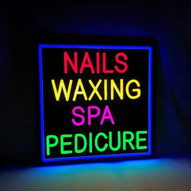 Main image of Nails Waxing Spa Pedicure Neon Sign, 16"×16", High Brightness Business Signboard for Nail Spa Bar, Beauty Skincare Studio Hair Removal Salon, Black Acrylic Backboard, Durable, Storefront Decor