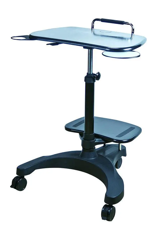 Alt view image 6 of 7 - Ergonomic Sit-Stand Mobile Laptop Cart Work Station with Printer Shelf. with Built in Cup Holder and Mouse Pad. Black (Model: LPD009P)